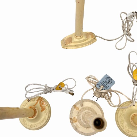 VINTAGE SET OF 7 ELECTRIC IVORY DRIP CANDLE STICK LAMPS CHRISTMAS OR YEAR ROUND - Picture 5 of 9